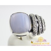 Серебряное кольцо Статус агат сапфириновый 1377аг